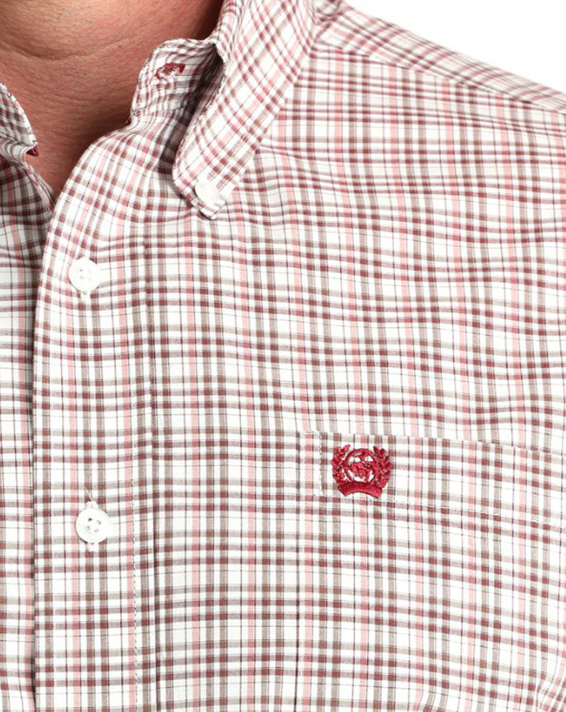 LS Plaid Button Up in White by Cinch