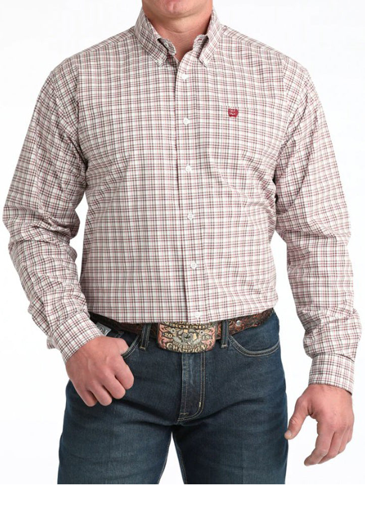 LS Plaid Button Up in White by Cinch