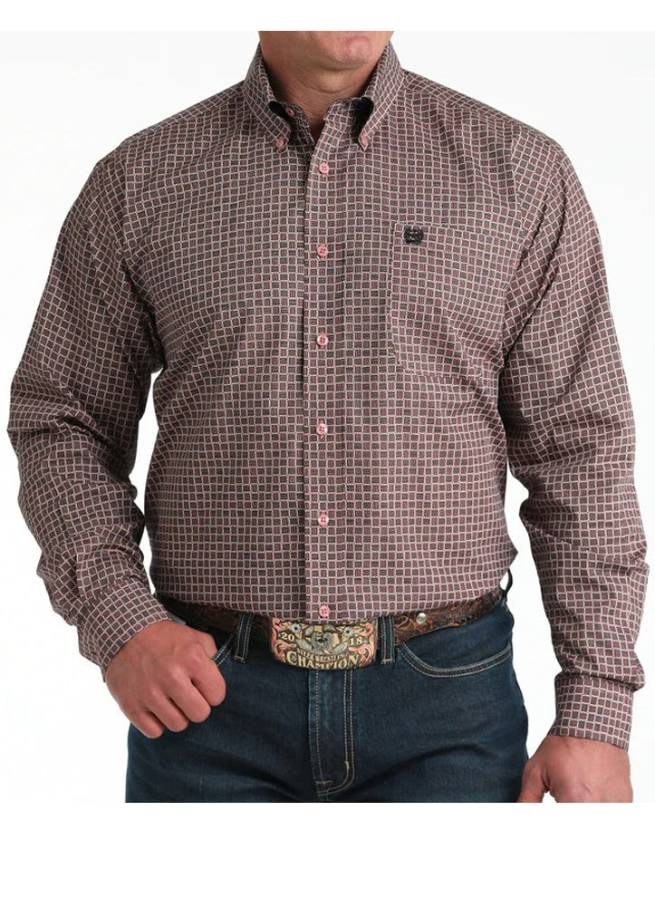 LS Print Button Up in Pink by Cinch