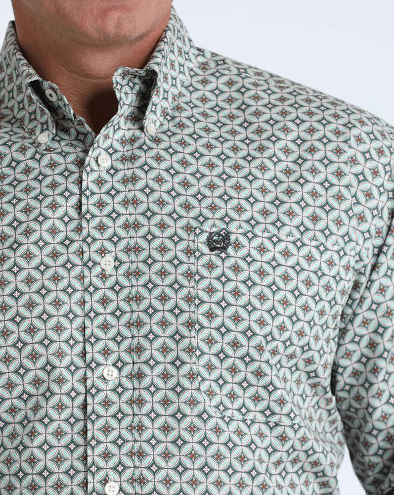 LS Print Button Up in Cream by Cinch