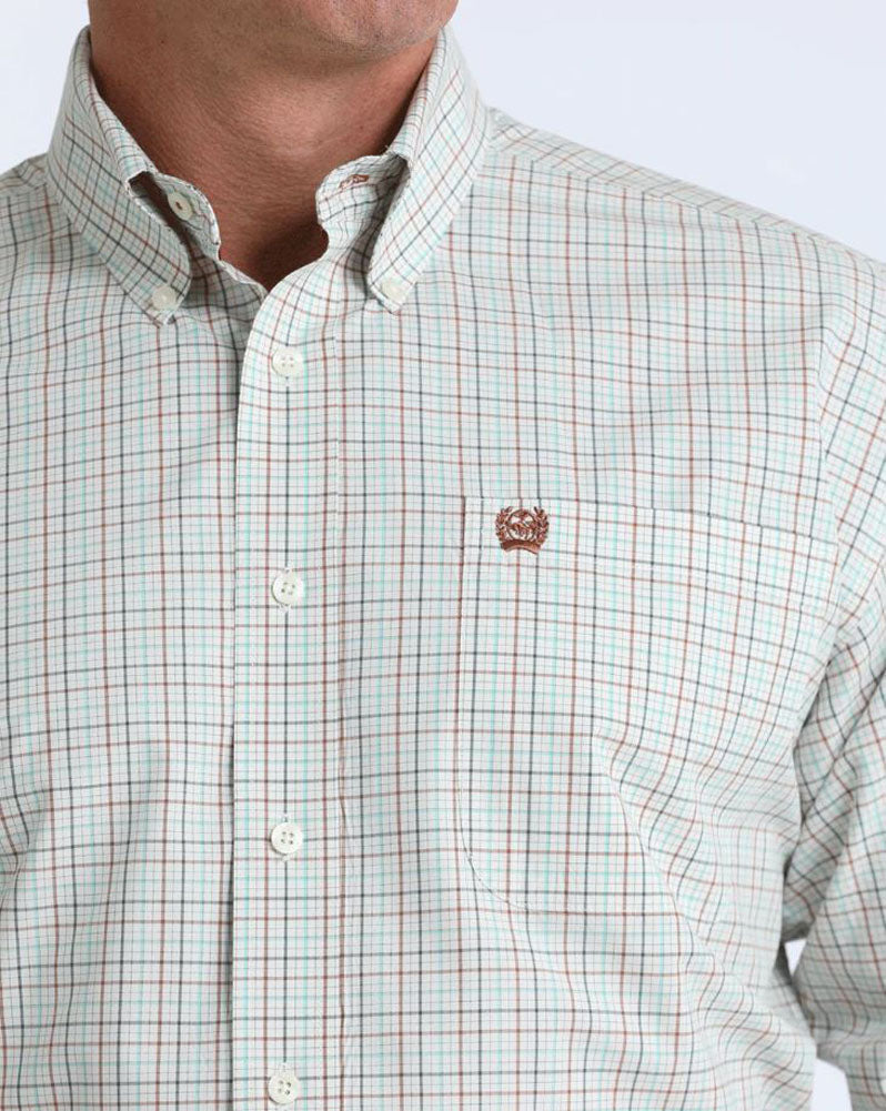 LS Plaid Button Up in Cream by Cinch
