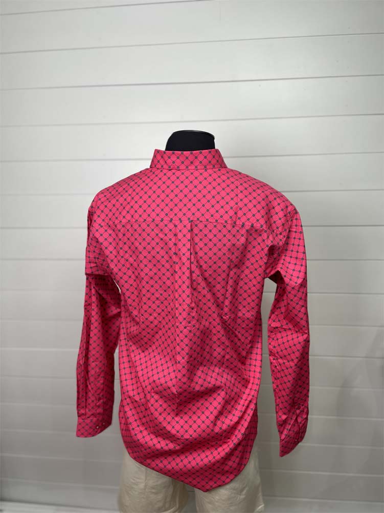 LS Print Button Up in Pink by Cinch