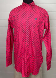 LS Print Button Up in Pink by Cinch