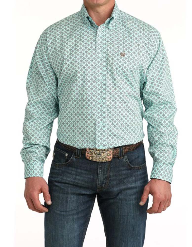 Print LS Button Up in Blue by Cinch