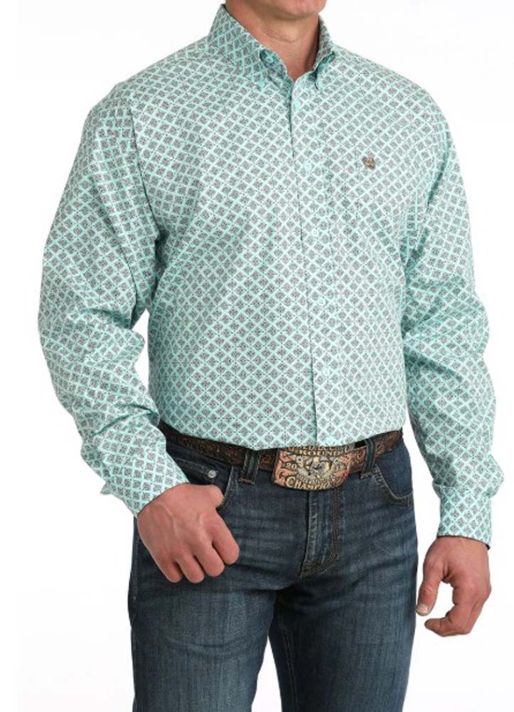 Print LS Button Up in Blue by Cinch