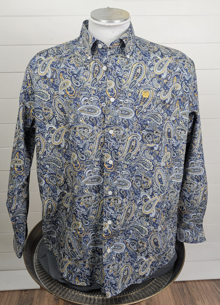 Print LS Button Up in Royal by Cinch