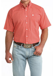 Print Button Up SS in Red by Cinch