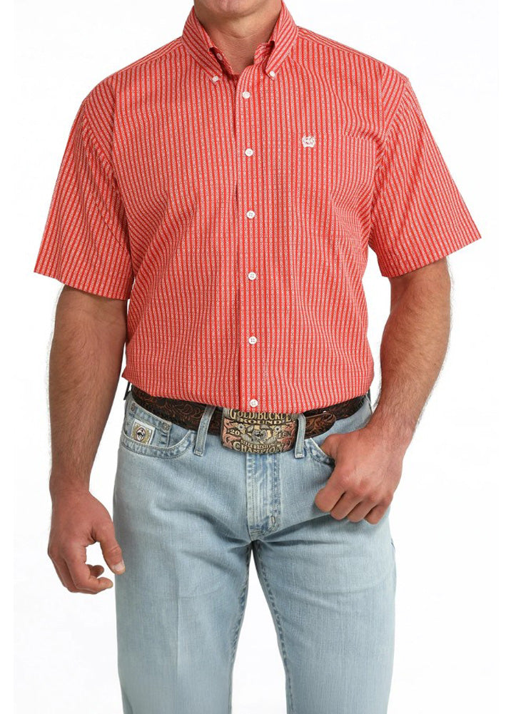 Print Button Up SS in Red by Cinch