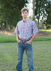 Plaid SS Button Up in Multi by Cinch