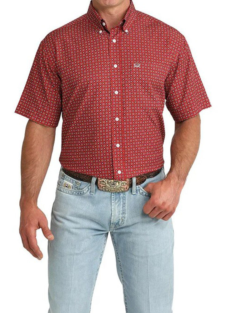 ArenaFlex Print SS Shirt in Red by Cinch
