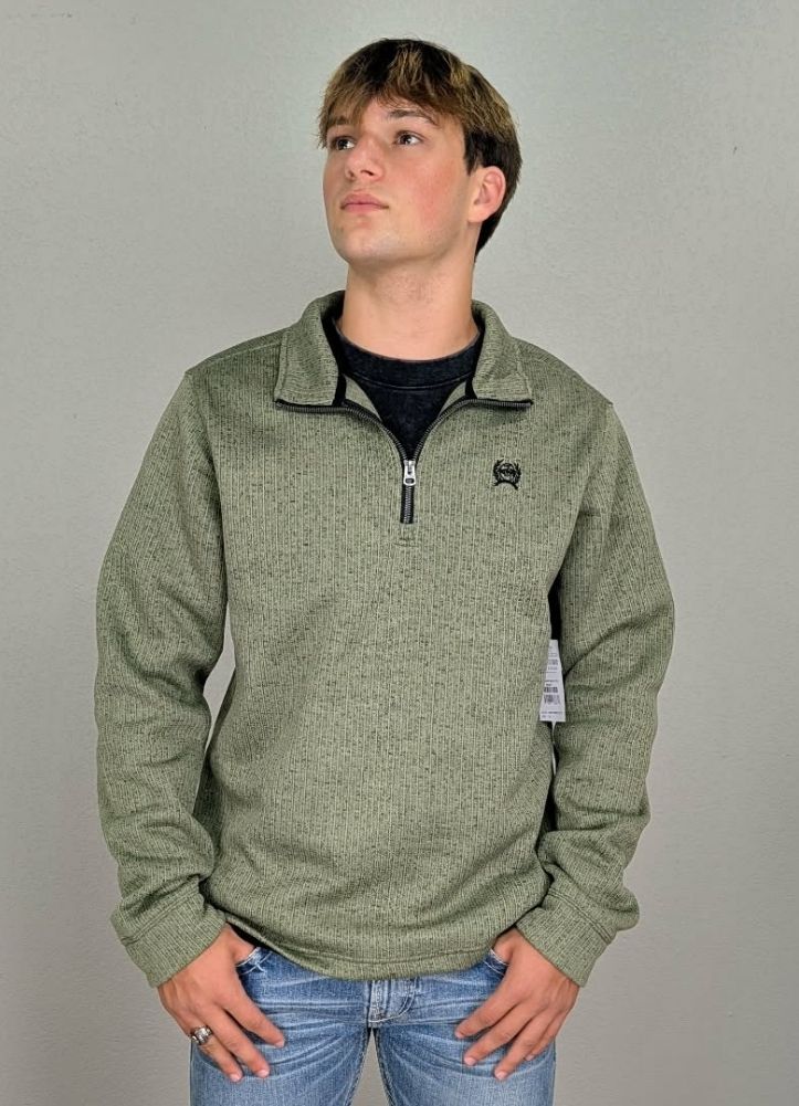 1/4 Zip Pullover in Olive by Cinch