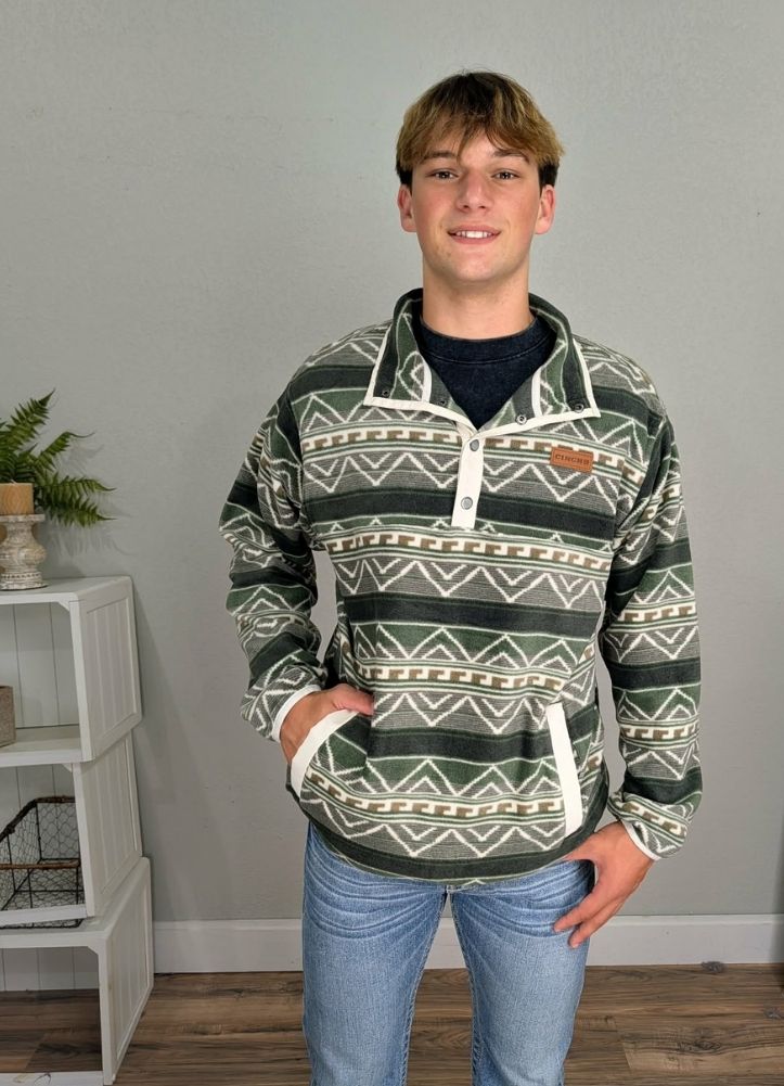 Polar Fleece Pullover in Olive by Cinch