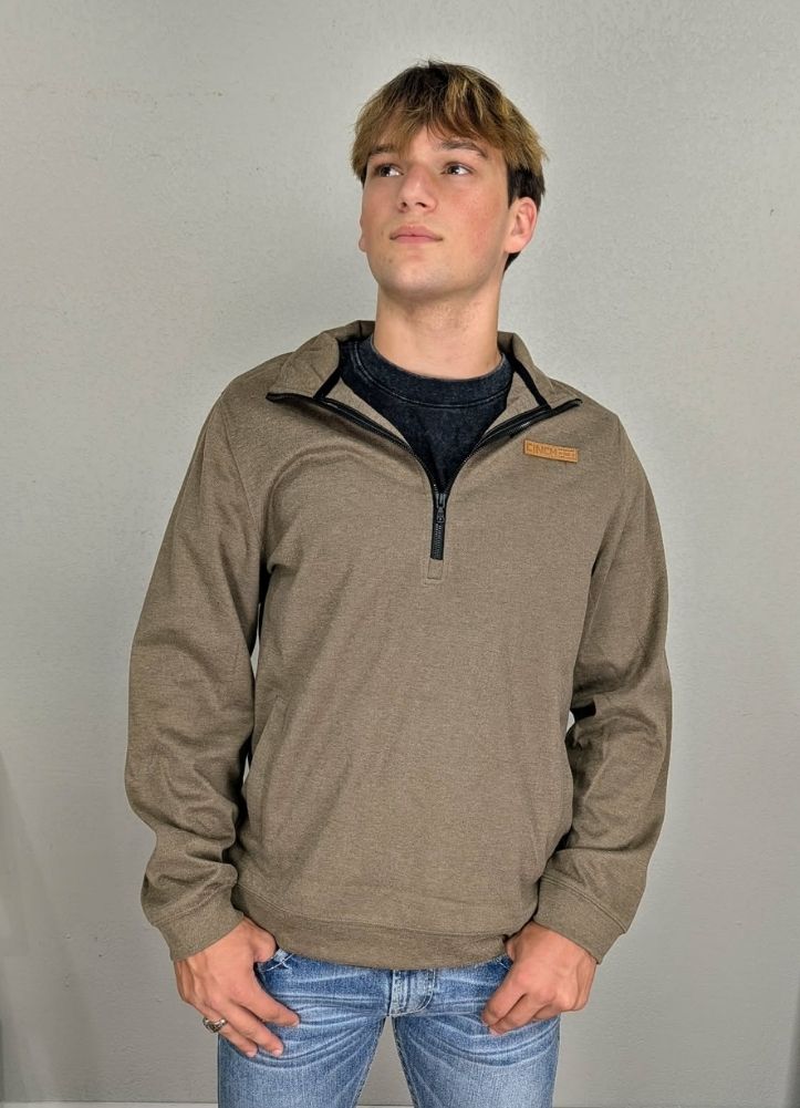 1/2 Zip Pullover in Brown by Cinch