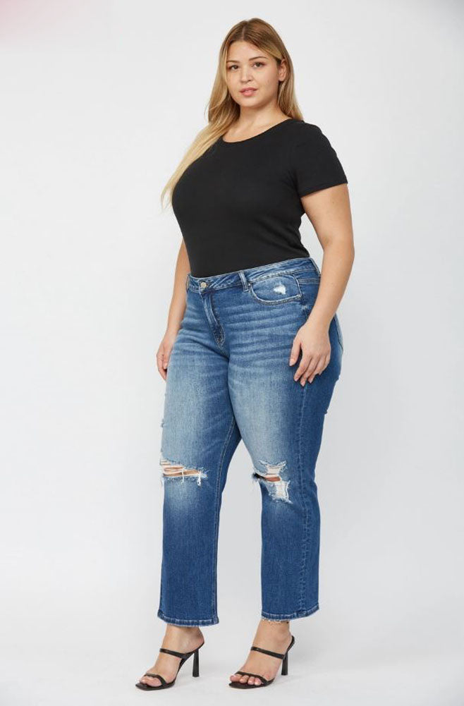 Plus MR Straight Leg Jeans in Ethelmary by Mica Denim