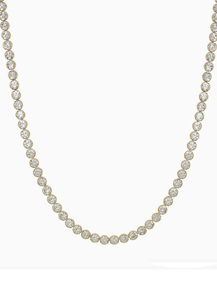 Gold Rounded Tennis Necklace by Whats Hot