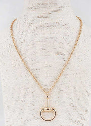 Gold Chain Necklace with Gold Horsebit Charm by Whats Hot