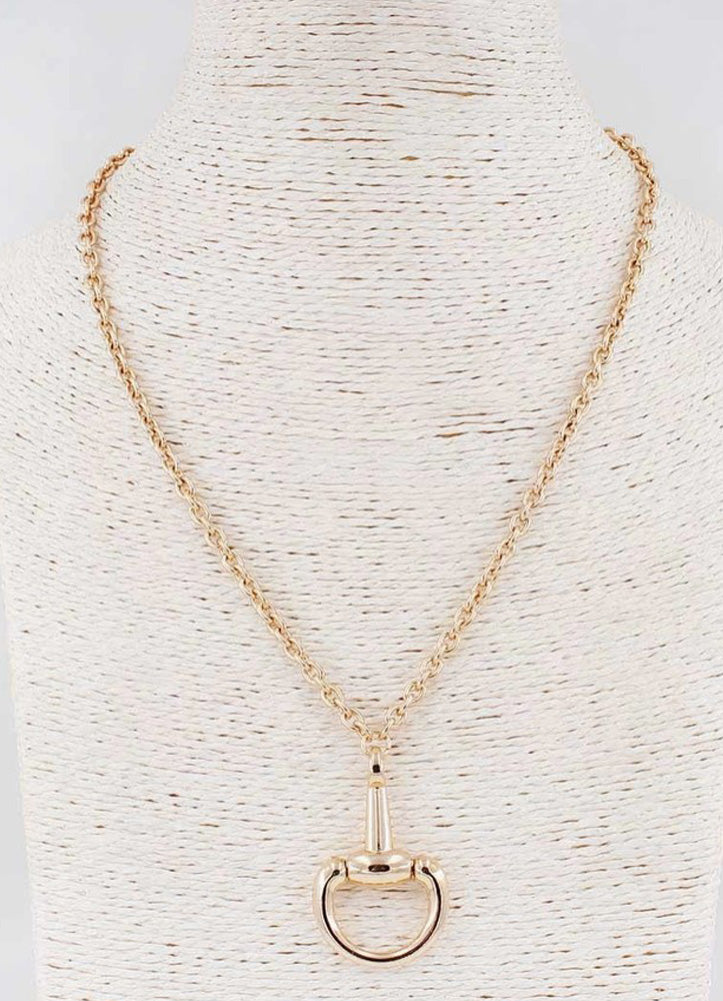 Gold Chain Necklace with Gold Horsebit Charm by Whats Hot