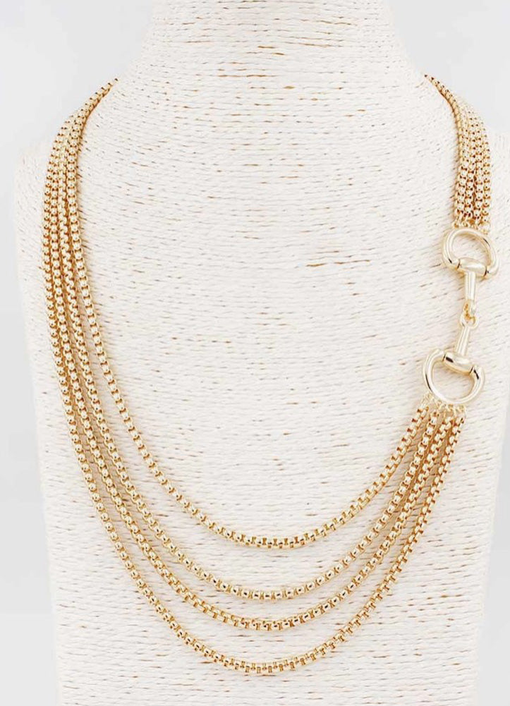 Gold Layered Chain with Gold Horse Bit Necklace by Whats Hot