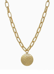 Gold Open Chain Necklace with Gold Hammered Cross by Whats Hot