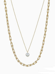 Thin Gold Chain with Coin Pearl Necklace by Whats Hot