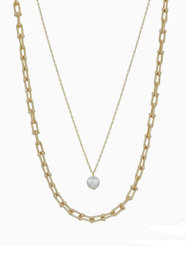 Thin Gold Chain with Coin Pearl Necklace by Whats Hot