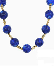 Gold Large Navy Beaded Necklace by Whats Hot