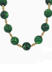 Gold & Emerald Large Beaded Necklace by Whats Hot