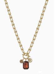 Gold Chain Necklace with Topaz Crystal Charms by Whats Hot