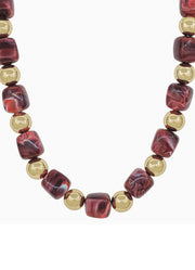 Gold & Maroon Beaded Necklace by Whats Hot
