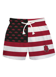 Arkansa Razorbacks Game Day Red/White/Black Flag Swim Trunks by Vive La Fete