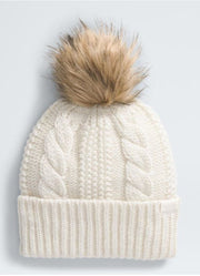 Oh Mega Fur Pom Beanie in White Dune by The North Face