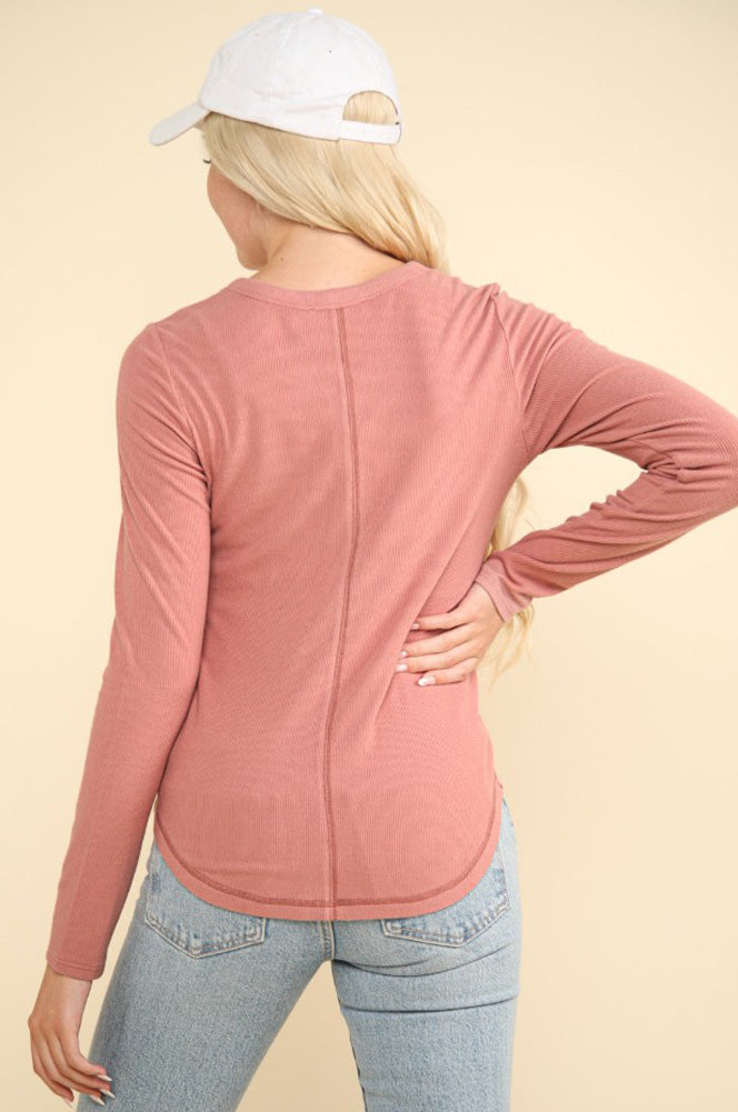 Soft Brushed Solid Top in Blush by Very J