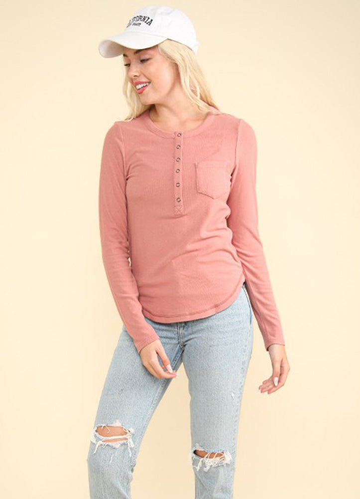 Soft Brushed Solid Top in Blush by Very J
