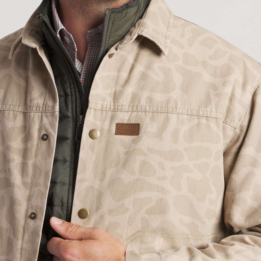 Bishop Rugged Canvas Jacket Camo in Tan by Southern Marsh