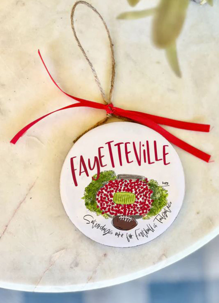 Fayetteville, AR College Town Christmas Ornament by Happy by Rachel