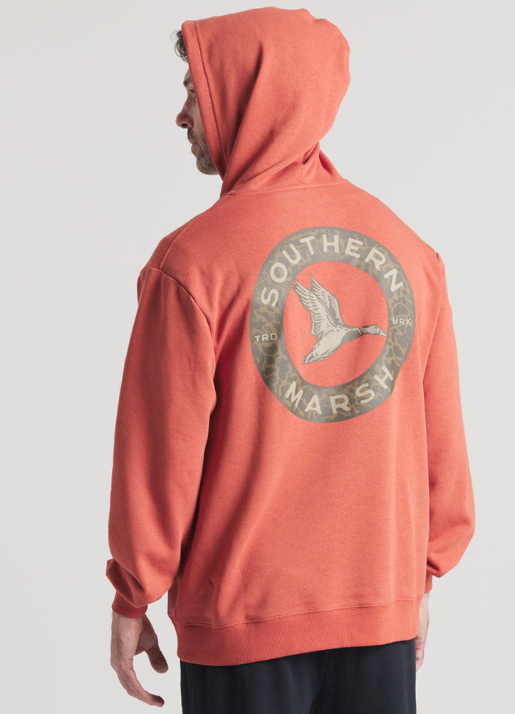 Surfside Hoodie Inflight Camo in Washed Red by Southern Marsh