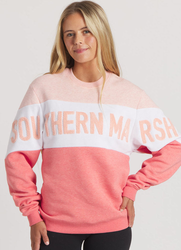 Varsity Heather Sweatshirt in Peach/Pink by Southern Marsh