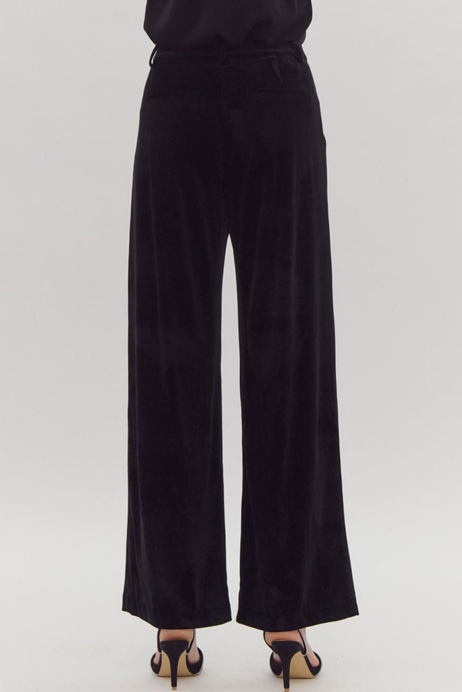 Velvet HW Wide Leg Pants in Black by Entro