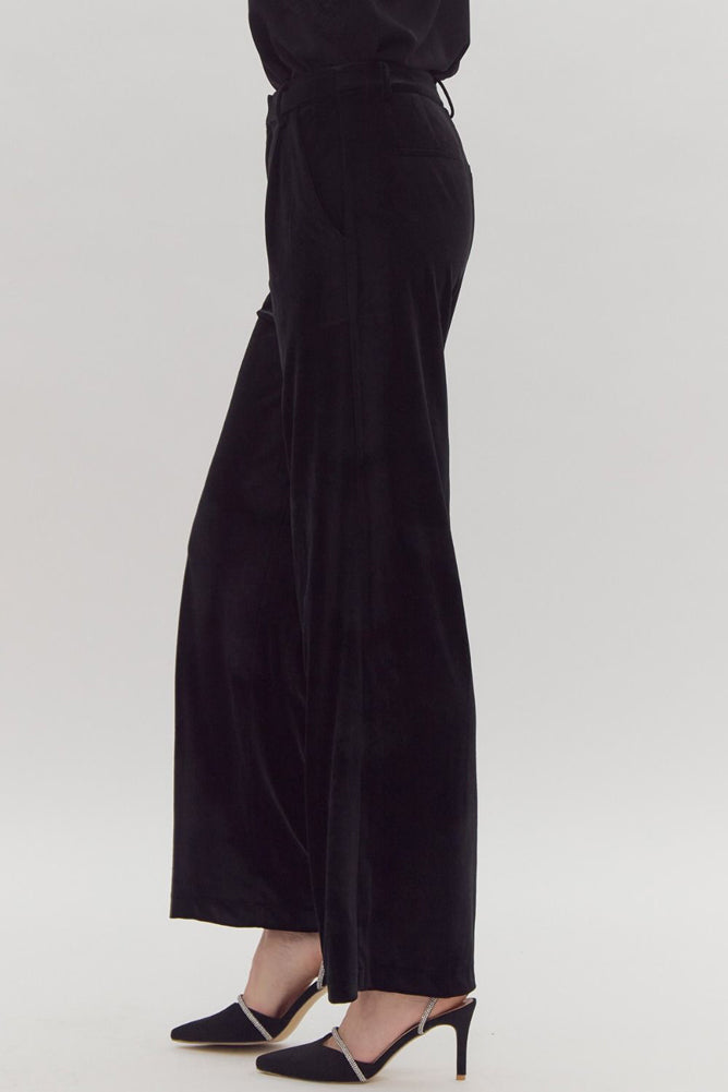 Velvet HW Wide Leg Pants in Black by Entro
