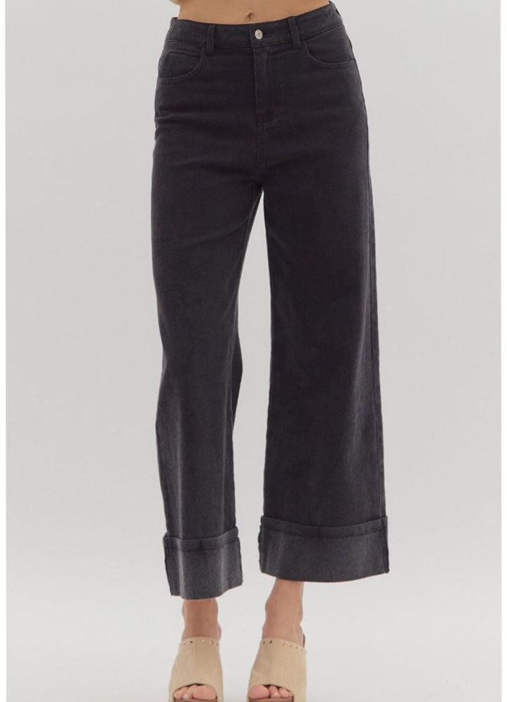 Solid MR Ankle Pants in Black by Entro