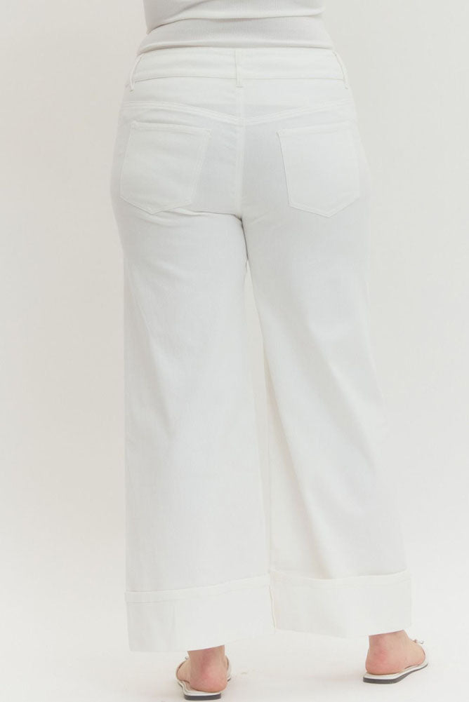Plus Solid MR Ankle Pants in Off White by Entro