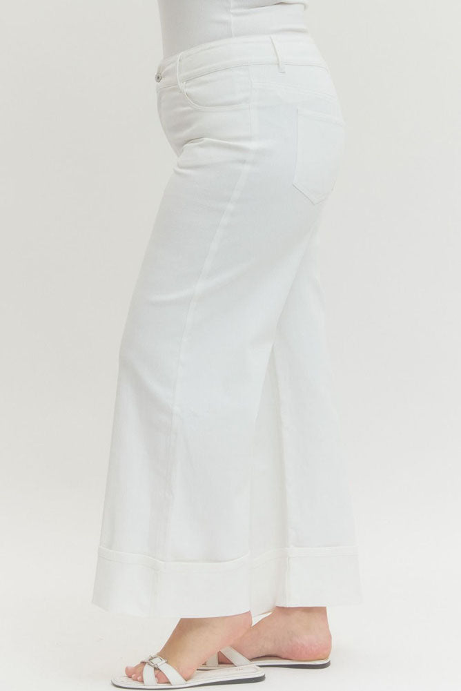 Plus Solid MR Ankle Pants in Off White by Entro