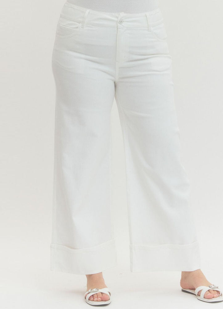 Plus Solid MR Ankle Pants in Off White by Entro