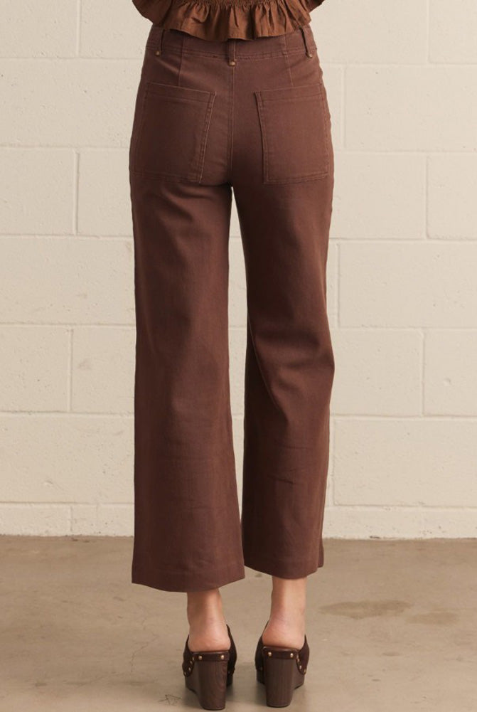 Solid HR Wide Leg Pants in Brown by Entro