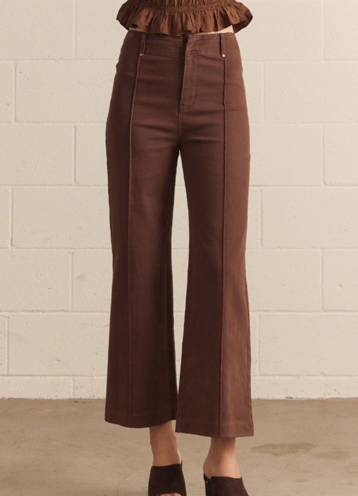 Solid HR Wide Leg Pants in Brown by Entro
