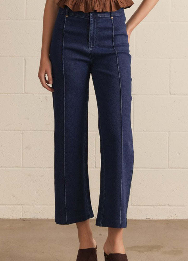 Solid HR Wide Leg Pants in Dark Denim by Entro