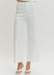 Solid HR Wide Leg Pants in Off White by Entro