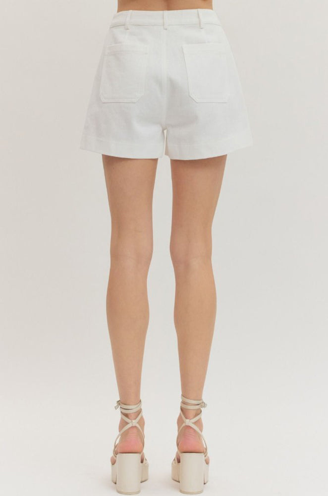 HW Shorts with Horsebit Pocket Detail in Off White by Entro