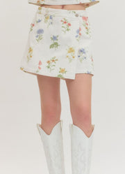 Floral Patterned Skort in Ecru by Entro
