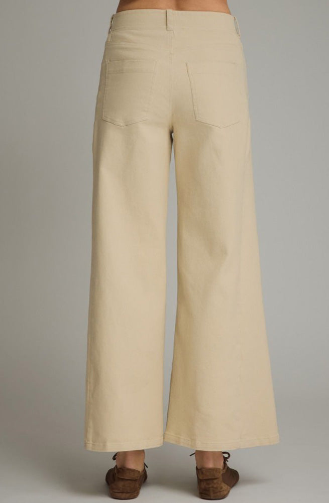 Solid Wide Leg Pants in Ecru by Entro